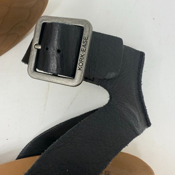 Kork-Ease Womens Black Leather Cork Sole Ankle Strap Sandals Size 39 US 8.5 - Picture 7 of 9